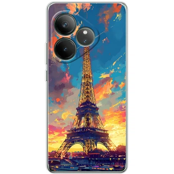 Силиконовый Чехол с Картинкой для Realme GT 6T Принт (Париж, Эйфелева Башня) (63385-ysm038)