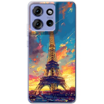 Силиконовый Чехол с Картинкой для Motorola Edge 50 Принт (Париж, Эйфелева Башня) (63125-ysm038)