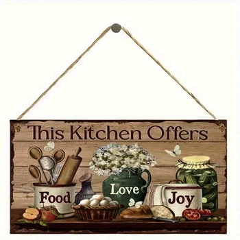 Святковий декор Дерев'яна підвіска Food Love Joy 20 х 10 см Їжа кохання радість
