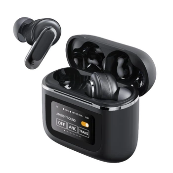 Беспроводные bluetooth наушники TA05 с сенсорным дисплеем на кейсе Black