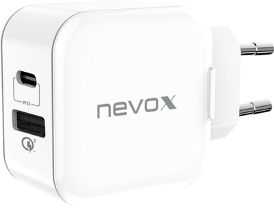 Ładowarka sieciowa Nevox 20 W USB-A USB-C PD Homecharger White (4250686407600)