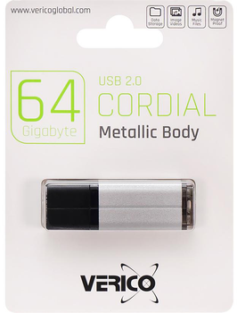 Флеш память USB Verico Cordial 64GB USB 2.0 Silver (1UDOV-MFSR63-NN)