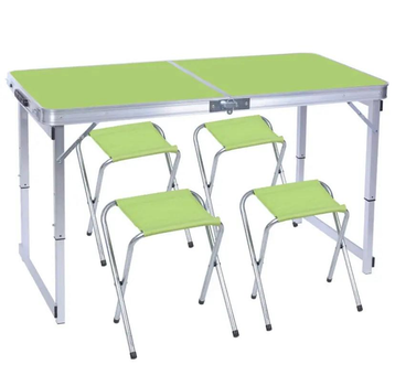 Розкладний стіл посилений туристична валіза набір з 4 стільцями Folding Table для пікніка риболовлі дачі та кемпінгу 120х60 см Зелений