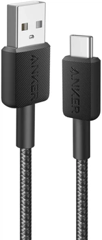 Кабель Anker 322 USB-A to USB-C 1.8 м нейлон Чорний (A81H6G11)