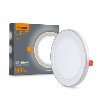 Потолочный LED светильник VIDEX встроен с декоративной подсветкой |12W+4W, 5000K+2700K| Белый (VL-DL4R-1252)