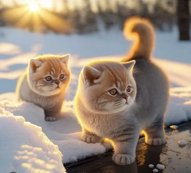 Алмазная мозаика «Котята в снегу», без подрамника, 30*40см S30065