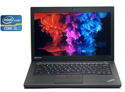 Ноутбук Б-класс Lenovo ThinkPad T450 / 14" (1600x900) TN / Intel Core i5-5300U (2 (4) ядра по 2.3 - 2.9 GHz) / 8 GB DDR3 / 120 GB SSD / Intel HD Graphics 5500 / WebCam / Два АКБ б/у