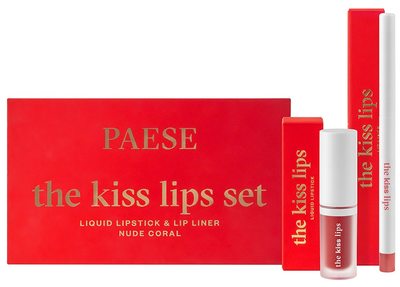 Набір декоративної косметики Paese The Kiss Lips Set Помада для губ + Олівець для губ 02 Nude Coral (5902627626739 / 5902627626340)