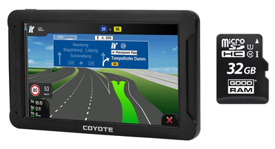 GPS Навігатор Відеореєстратор COYOTE 950 DVR EVO Drive 1gb 16gb з картами для вантажного та легкового транспорту TIR ADR + MicroSD карта пам'яті 32GB