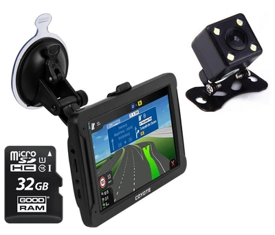 GPS Навигатор Видеорегистратор COYOTE 950 DVR EVO Drive 1gb 16gb с картами для грузового и легкового транспорта TIR ADR+ Камера заднего вида с подсветкой + MicroSD 32Gb