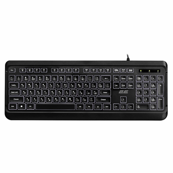 Клавіатура дротова 2E 2E-KS120UB_UA USB-A White LED мембранна чорна