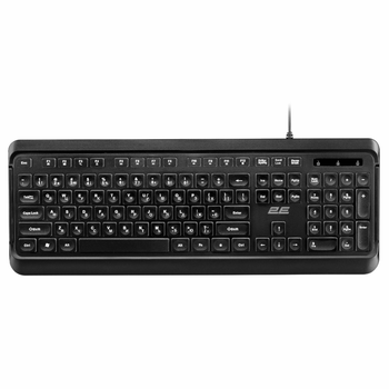Клавіатура дротова 2E 2E-KS120UB_UA USB-A White LED мембранна чорна