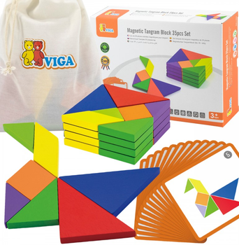 Układanka drewniana Viga Magnetic Tangram Block 35 elementów (6934510506438)