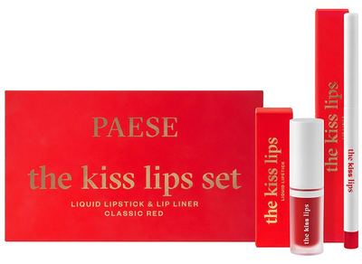 Набір декоративної косметики Paese The Kiss Lips Set Помада для губ + Олівець для губ 06 Classic Red (5902627626777 / 5902627626388)