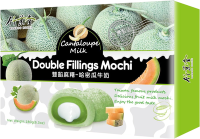 Рисовий десерт Bamboo House Double Fillings Mochi з молочною начинкою зі смаком дині Канталуп 180 г (4710623830699)