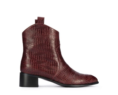 Жіночі ковбойські чоботи з шкіри croco бордовий 95_D_502_3_36, 36