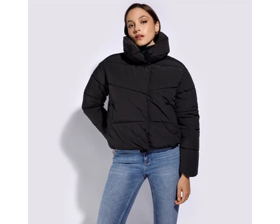 Жіноча стьобана куртка оверсайз чорний 95_9D_105_1_XL, XL