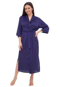 Женский шелковый халатик средней длины Martelle Lingerie 204 XL, Синий