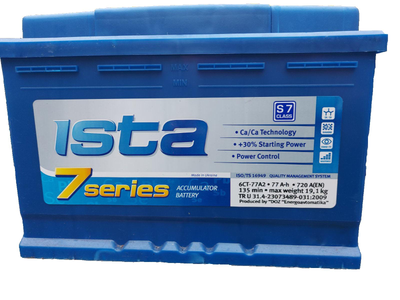 Автомобильный аккумулятор ISTA 7 Series 77 Ah 720A R+ (правый +)