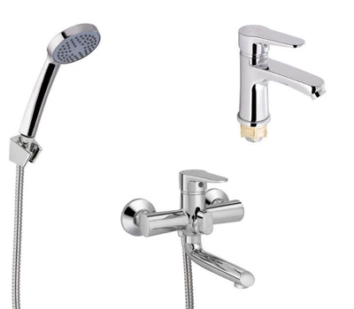 Змішувач для ванни Lidz Nicole 006 Chrome (14 34 006) + змішувач для раковини Lidz Nicole 001F (14 34 001F) Chrome