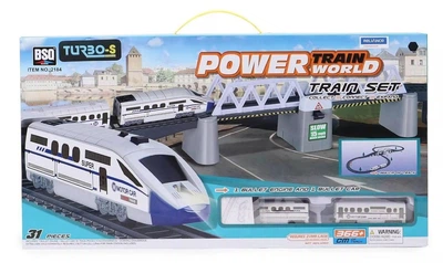Детская железная дорога на батарейках с аксессуарами Power Train World 366 см