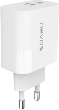 Ładowarka sieciowa Nevox 45W GaN 2x USB-C White (4250686411379)