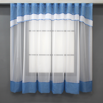 Гардина арка на кухню VR-Textil № 110к блакитний з білим 280х170 см (52-1026)