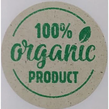 Етикетка крафт\зелена кругла "100% Organic Product". Упаковка 50 шт., діаметр 50мм Упаковочка # 3761