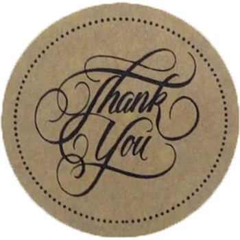 Етикетка коричнева кругла "Thank you". Упаковка 50 шт., діаметр 50мм Упаковочка # 3907