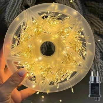 Светодиодная гирлянда мишура "Роса", 50м, 1500 LED, 220V, 8 режимов, Теплый белый