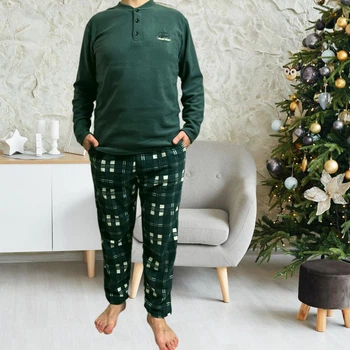 Мужская пижама теплая City Love из флиса полар S зеленая SNCCL7216green
