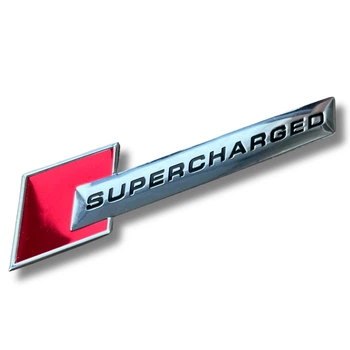 Эмблема шильдик логотип значок Supercharger наклейка на крылья Аudi ХРОМ С КРАСНЫМ (1шт) 4F0 853 601 A 2ZZ