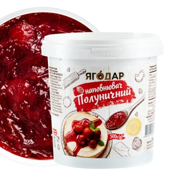 Клубничная термостабильная начинка, много ягод, с кусочками Yagodar, 500г