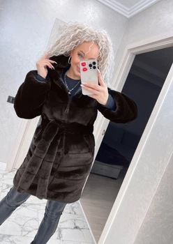 Fashions • Шуба женская под шиншиллу Mavis Fashions 58 шоколад (№037К-1/ш-бр)
