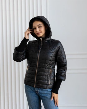 Fashions • Куртка женская с довязом на рукавах "Dream" Fashions 56 черный (№3508-мк)