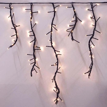Вулична гірлянда бахрома Феєрверк 240 LED, 2,5x0,6 м, чорний каучук, 220 В, IP65, Теплий білий