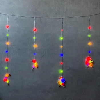 Гирлянда светодиодная Санта и олени питание от сети 8 режимов 100 LED 3 х 0.85 м Разноцветный
