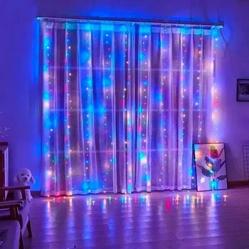 Светодиодная гирлянда штора 3х2 м "Мультик" LED с пультом от сети 220V