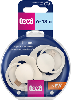 Пустушка силіконова динамічна Lovi Prime 6-18 місяців 2 шт Coconut/Ivory (34/402)