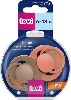 Пустушка силіконова динамічна Lovi Prime 6-18 місяців 2 шт Granola/Orange (34/410)