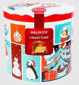 Рождественский кекс Панеттоне Balocco il Panettone с изюмом в коллекционном железном ящике Aria di Natale 750г