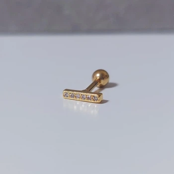 Серьга штанга для пирсинга уха, хряща, хеликса DeKolie MK1197-67 золотой