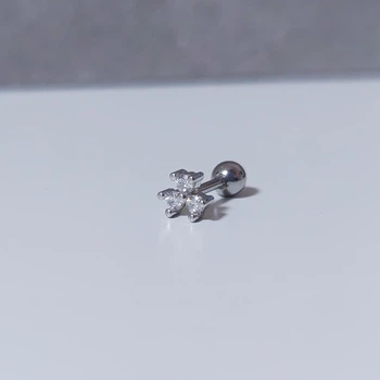 Серьга штанга для пирсинга уха, хряща DeKolie MK1197-64 серебристый