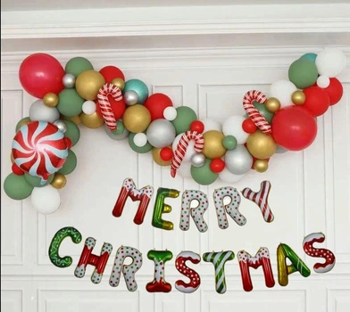 Набор воздушных шаров для фотозоны Merry Christmas