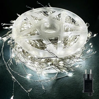 Світлодіодна гірлянда мішура "Роса", 30м, 900 LED, від мережі 220V, прозорий провід, Білий