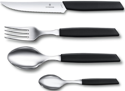 Набір столових приборів Victorinox Swiss Modern Table Set 24 предмети з чорною ручкою (V-6.90 93.12W.24)