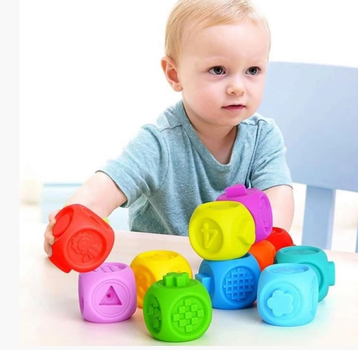 Дитячі розвиваючі силіконові кубики Soft Baby A101-8 тактильний набір Монтессрі 10 шт