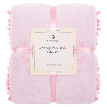 Плед-покрывало Extra Soft Springos HA7087 розовый 200x220 см.