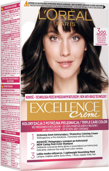 Фарба для волосся L'Oreal Paris Excellence Creme 300 Ciemny Brąz 176 мл (3600010023685)