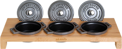 Stojak Staub Fiesta na 3 mini Cocotte drewniany (3272341906984)